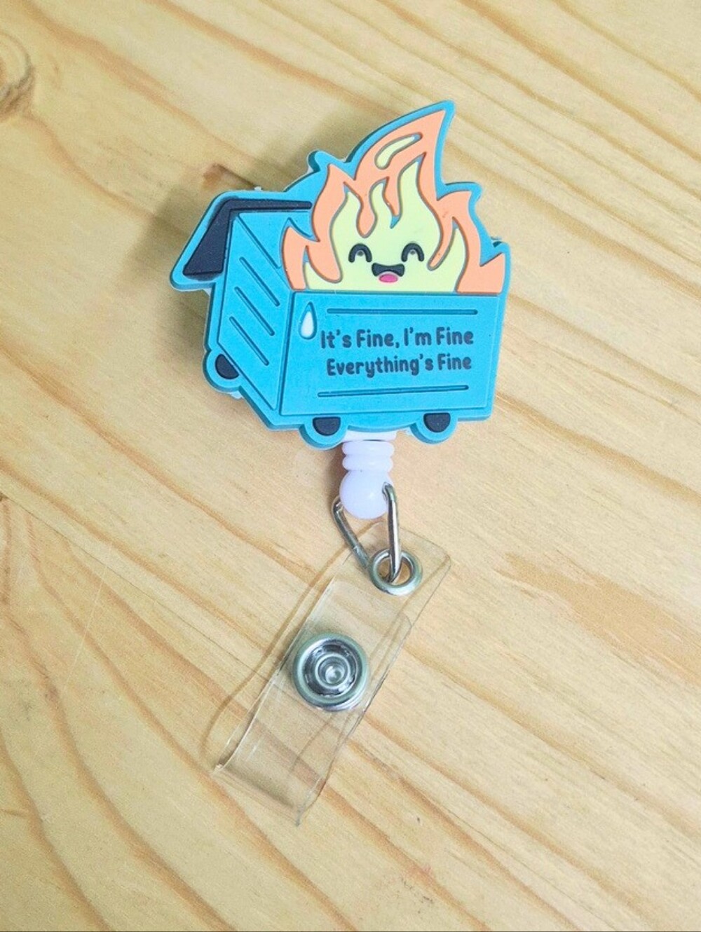 Cute Dumpster Fire Retractable Badge Reel
